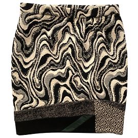 Dries Van Noten Saia de patchwork bouclé de lã Multicor