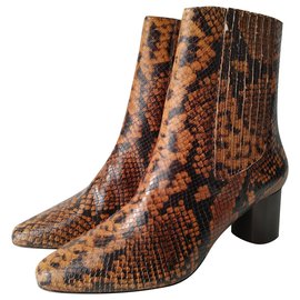 Sandro Bottines Marron Noir Imprimé python Marron foncé