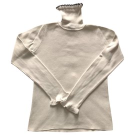Jacadi Pull en coton côtelé blanc Blanc