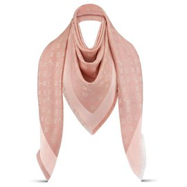 Sciarpa Louis Vuitton Monogram Rosa Seta e Lana Rosa