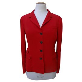 Blazer Prada Rosso in Lana e Seta Rosso