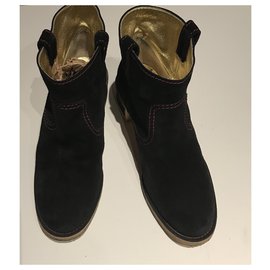 Chanel-Botas de tornozelo CC camurça com solado de borracha-Preto
