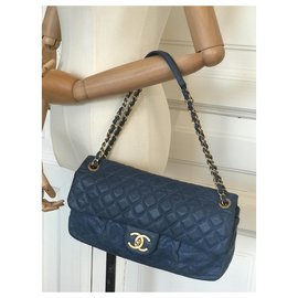 Chanel-Sac à rabat en cuir Limited Classic avec boîte et dustbag-Bleu