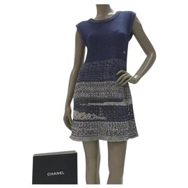 Chanel-Chanel  CC Logo Knitted Dress Sz 38-Multiple colors