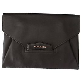 Givenchy Dark Brown Leather Antigona Clutch Bag Brown