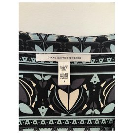 Diane Von Furstenberg-DvF Latetia silk dress with Aztec pattern-Blue,Multiple colors