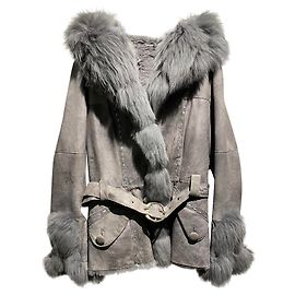 Italia Independent Grey Fur Coat Grey