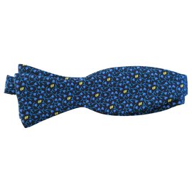 Hermès-Gravata borboleta Hermès nova com sua caixa-Azul