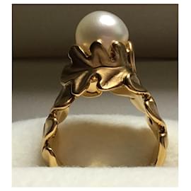 Autre Marque-Angela Cummings 18K Gold Pearl Cocktail Ring-Amarelo