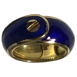 Van Cleef & Arpels-Van Cleef & Arpels Gold Enamel Belt Band Ring-Multiple colors