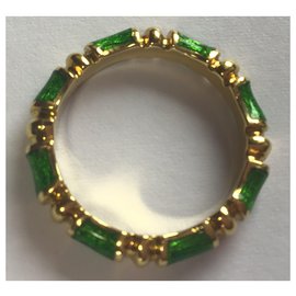 Tiffany & Co-TIFFANY & CO. Gold Enamel Bamboo Band Ring-Multiple colors