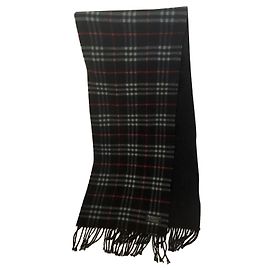 Sciarpa Burberry unisex in cashmere foderata lateralmente Multicolore Blu navy