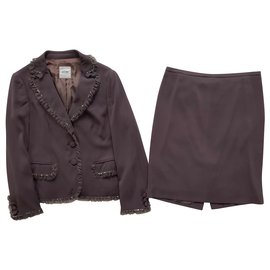 Moschino Cheap And Chic-Traje de falda marrón oscuro-Marrón oscuro