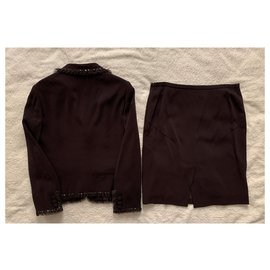 Moschino Cheap And Chic-Traje de falda marrón oscuro-Marrón oscuro