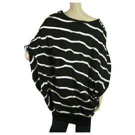 Yohji Yamamoto-Y-3 Adidas Yohji Yamamoto Noir Blanc Stripes Dolman Sleeves Long Top taille XS-Noir