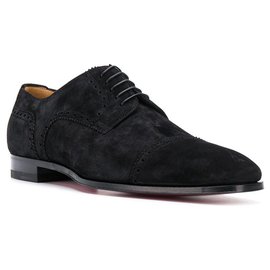 Christian Louboutin-Christian Louboutin Black Cousin Charles Velour Oxfords-Black