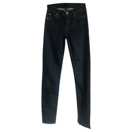 7 For All Mankind-Röhrenjeans mit hoher Taille-Dunkelblau