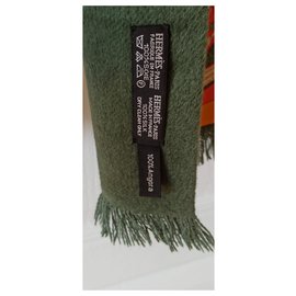 Hermès-lenço forrado nas laterais-Verde,Laranja