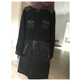 Autre Marque-Chic tri-material dress-Black