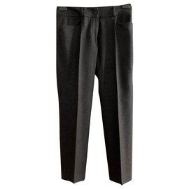 Yves Saint Laurent Dunkelgraue Wollhose Anthrazitgrau