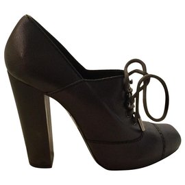Loewe-Loewe Pewter ankle boots with lacing-Black,Metallic,Dark grey
