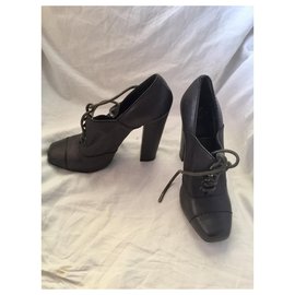 Loewe-Loewe Pewter ankle boots with lacing-Black,Metallic,Dark grey