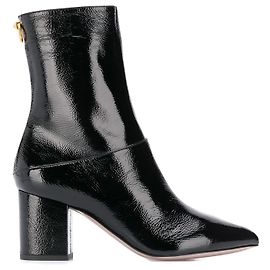Valentino Black Ringstud Patent Leather Boots Black