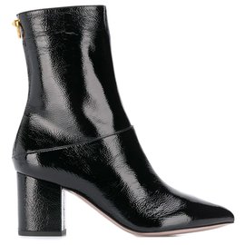 Valentino-Valentino Black Ringstud Patent Leather Boots-Black