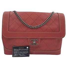Bolsa Chanel de couro vermelha Vermelho