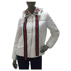 Gucci-Chaqueta acolchada con cuello de rosas blancas GUCCI Sz.42 autenticación-Blanco
