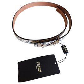 Beautiful crystal bugs fendi python belt Beige