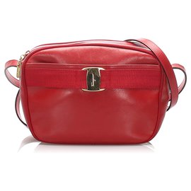Autre Marque-Ferragamo Red Vara Leather Crossbody Bag-Red