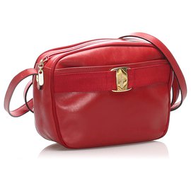 Autre Marque-Ferragamo Red Vara Leather Crossbody Bag-Red