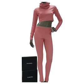Chanel Supermarkt Runway Pink Metallic Viskose Hosenanzug Gr 36 Pink