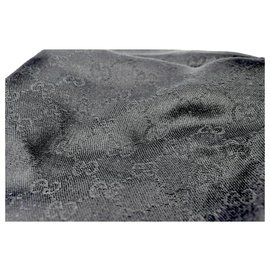 Gucci-Lenço quadrado Gucci com monograma preto de lã e seda-Preto