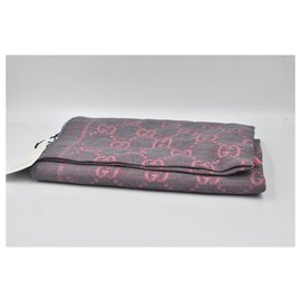 Gucci-Gucci Scarf pink-grey 100% Silk monogram motifs-Pink,Dark grey