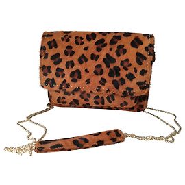 Bolsa de mão One step em pele com estampa de leopardo Estampa de leopardo