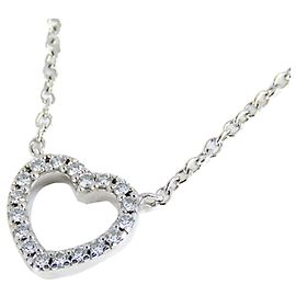 Tiffany & Co Tiffany Silver 18K Metro Heart Diamond Necklace Silvery