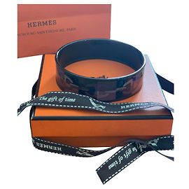 Bracelet jonc Hermès Optique Chain D'ancre émail violet noir orange Violet