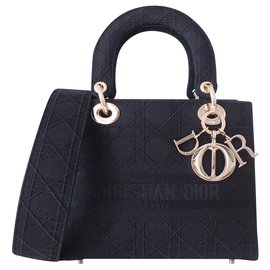 Dior-Lady D-Lite mittlere Tasche-Schwarz