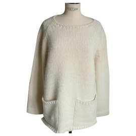 CHANEL Pull écru cachemire épais TL Écru