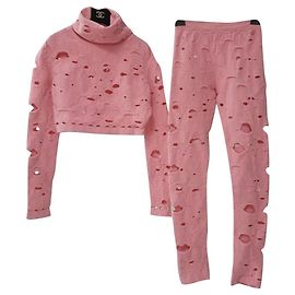Chanel Supermarkt Runway Pink Woll Hosenanzug Gr 34 Pink
