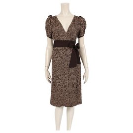 Diane Von Furstenberg-DvF Artie silk dress - Prelude to a Kiss print-Brown,Cream,Chocolate