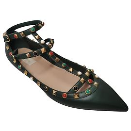 Valentino Ballerine Rockstud Cage Rolling Multicolore Verde scuro