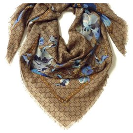 Gucci-lenço floral gucci novo xale sciarpa escharpe-Multicor