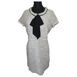Vestido Carel Weill em tweed preto e creme Preto Branco Multicor Outro Fora de branco