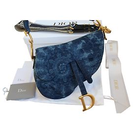 Borsa Dior Saddle KaleiDiorscopic Blu D'oro Blu scuro