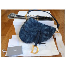 Dior-Bolsa Dior Saddle KaleiDiorscopic-Azul,Dourado,Azul escuro