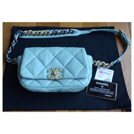 Chanel-Chanel bag 19 mini-Blue,Golden,Light blue,Turquoise