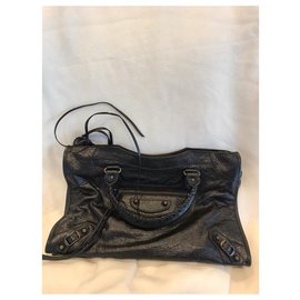 Balenciaga-Balenciaga Black Leather Medium City Handbag-Black
